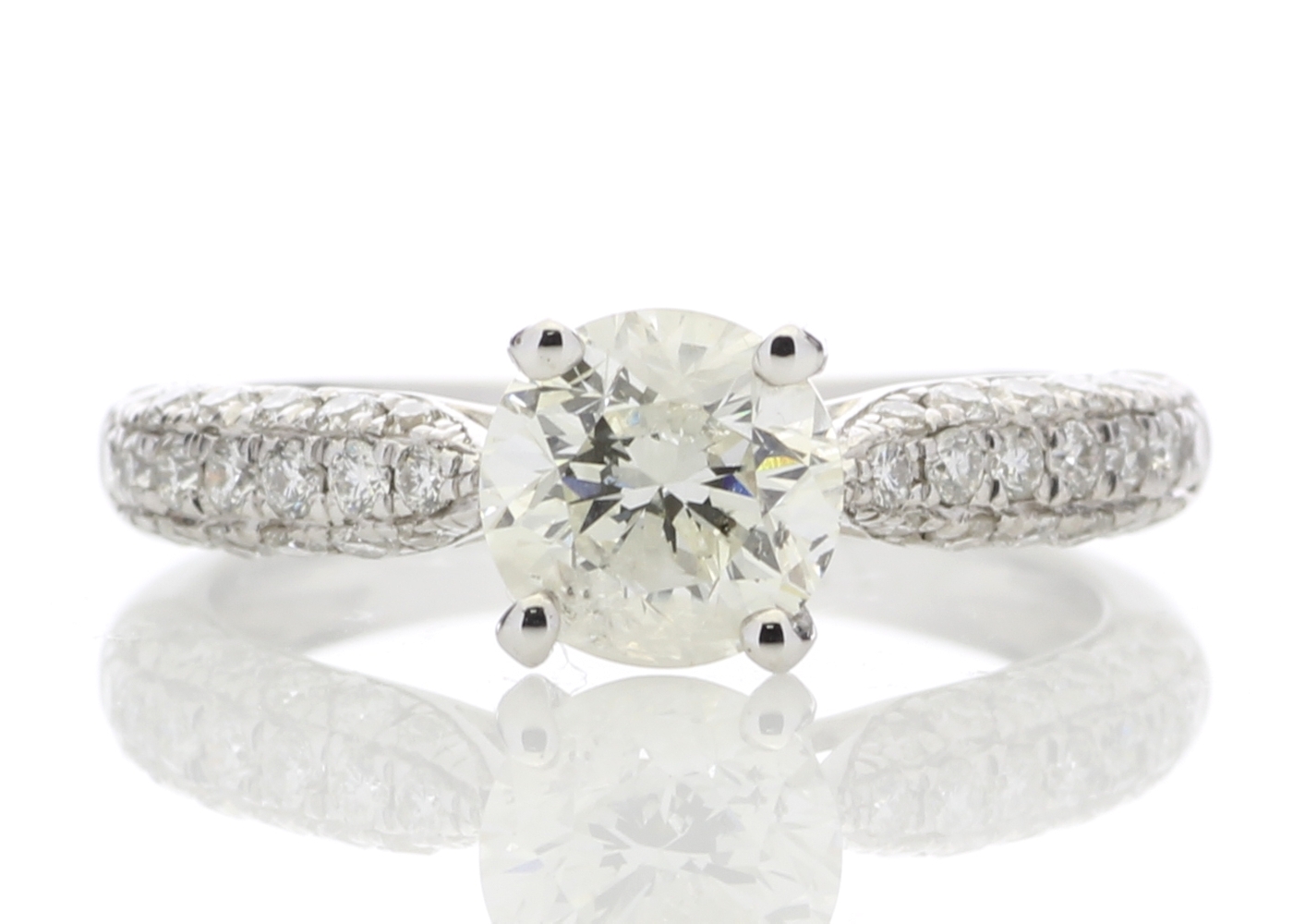 18ct White Gold Diamond Ring With Stone Set Shoulders 1.38 Carats - Valued By IDI £23,780.00 - A
