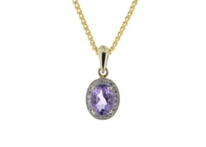 9ct Yellow Gold Amethyst And Diamond Pendant 0.11 Carats - Valued By IDI £1,335.00 - This is a