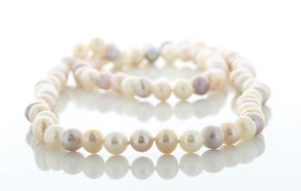 26 Inches Freshwater Cultured 7.0 - 7.5mm Pearl Necklace - Valued By AGI £315.00 - 7.0 - 7.5mm