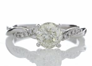 18ct White Gold Diamond Ring With Waved Stone Set Shoulders 1.22 Carats - Valued By IDI £24,940.00 -