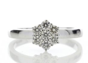 9ct White Gold Diamond Cluster Ring 0.45 Carats - Valued By AGI £2,995.00 - This beautiful ring with