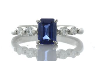 Platinum Emerald Cut Sapphire And Diamond Ring(S 0.96) 0.21 Carats - Valued By GIE £6,225.00 - An