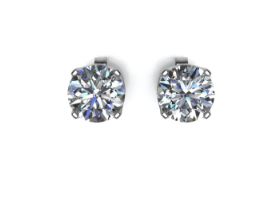 9ct White Gold Claw Set Diamond Earrings 0.40 Carats - Valued By GIE £6,145.00 - Two round brilliant
