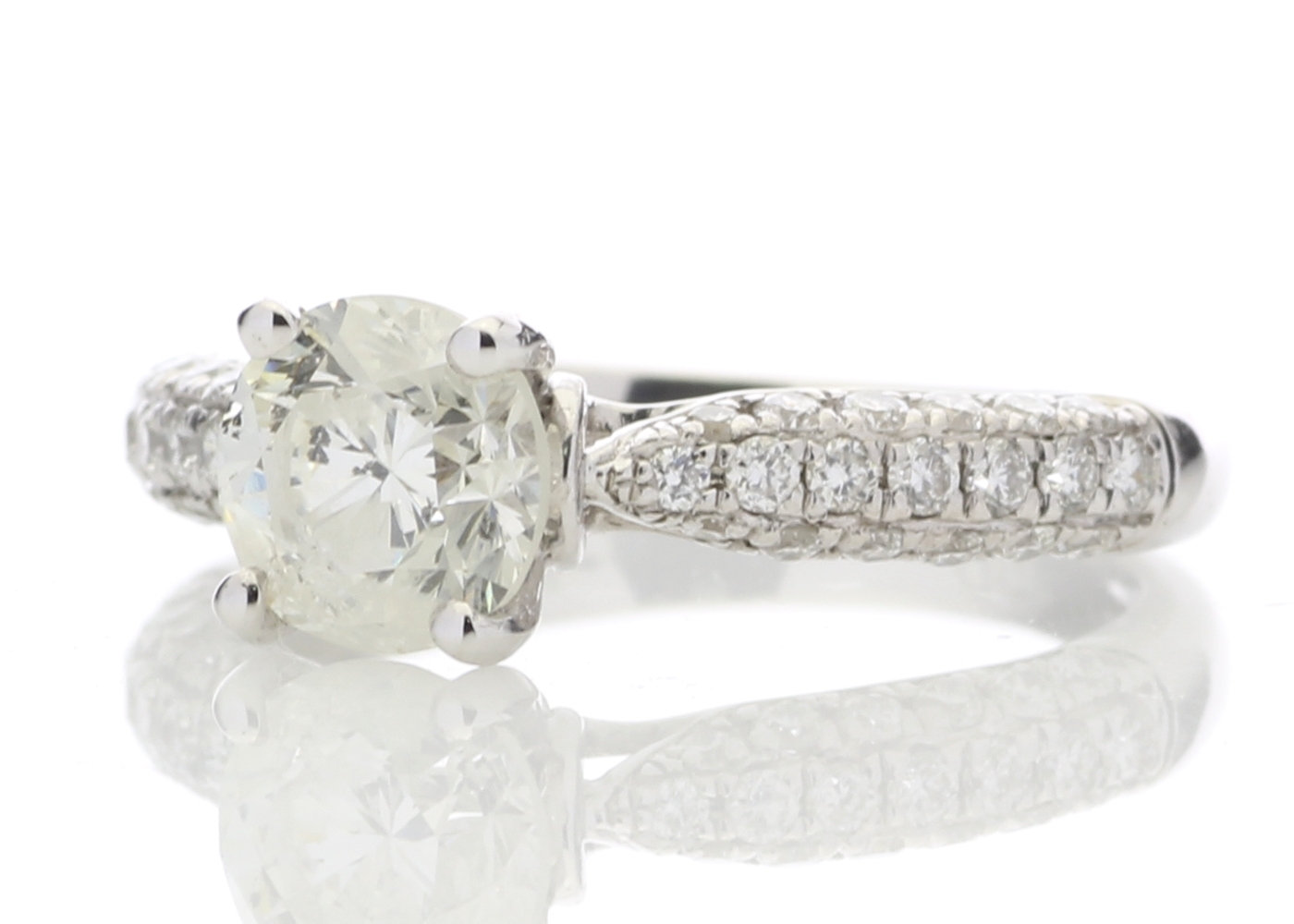18ct White Gold Diamond Ring With Stone Set Shoulders 1.38 Carats - Valued By IDI £23,780.00 - A - Image 3 of 10