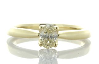 18ct Yellow Gold Single Stone Oval Cut Diamond Ring 0.42 Carats - Valued By IDI £5,685.00 - An