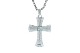 18ct White Gold Diamond Cross Pendant and Chain 5.12 Carats - Valued By AGI £78,880.00 - A beautiful