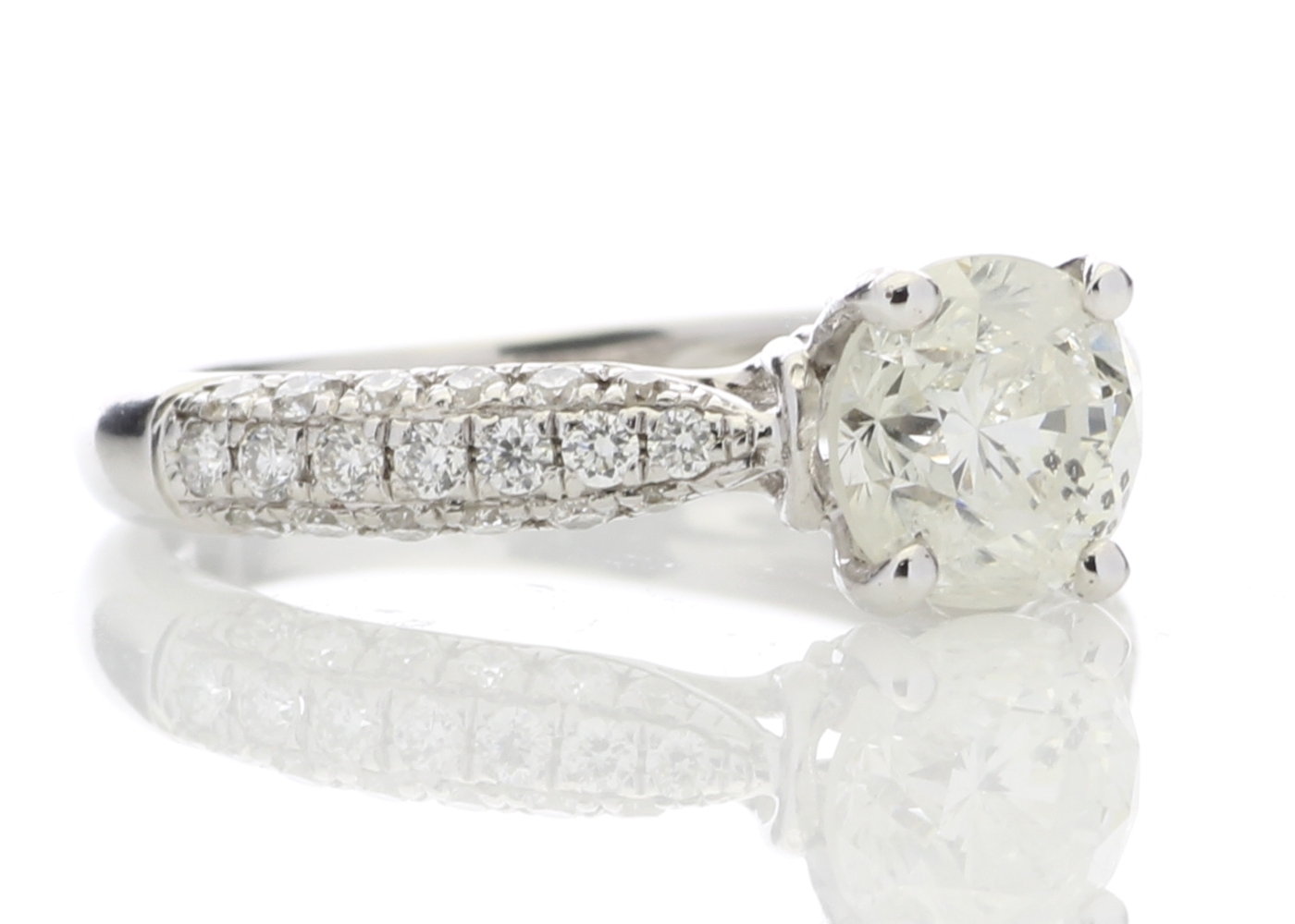 18ct White Gold Diamond Ring With Stone Set Shoulders 1.38 Carats - Valued By IDI £23,780.00 - A - Image 7 of 10