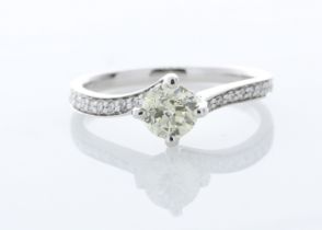 18ct White Gold Diamond Set Shoulders Ring 0.72 Carats - Valued By IDI £6,845.00 - One stunning