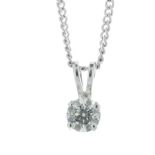 18ct White Gold Single Stone Prong Set Diamond Pendant 0.44 Carats - Valued By IDI £1,956.00 -