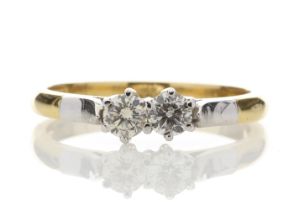 18ct Two Stone Claw Set Diamond Ring 0.33 Carats - Valued By IDI £4,350.00 - Two round brilliant cut
