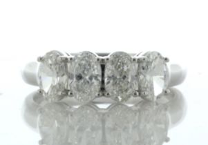 18ct White Gold Four Stone Oval Diamond Ring 1.50 Carats - Valued By GIE £26,210.00 - Four natural