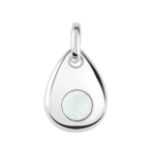 Sterling Silver Pendant October Birthstone 4mm White Opal Crystal - Valued By AGI £378.00 -