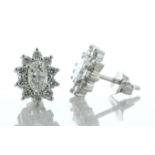 18ct White Gold Oval Cluster Claw Set Diamond Earring (0.63) 1.03 Carats - Valued By IDI £12,100.