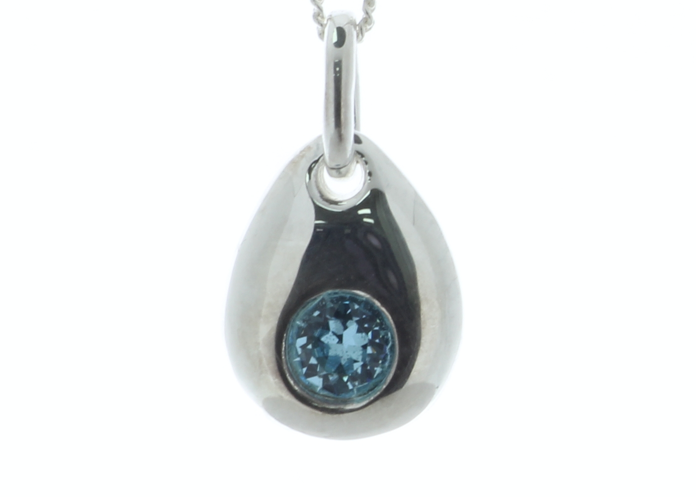 Sterling Silver March Birthstone 4mm Aquamarine Crystal Pendant - Valued By AGI £431.00 - A 4mm