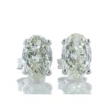 18ct White Gold Single Stone Oval Cut Diamond Earring 2.55 Carats - Valued By AGI £77,230.00 - Two