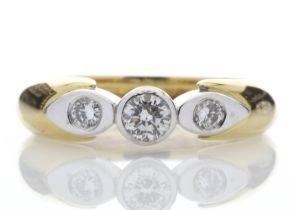 18ct Stone Set Shoulder Diamond Ring 0.41 Carats - Valued By IDI £5,675.00 - A striking rub set