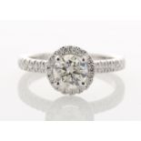 18ct White Gold Single Stone With Halo Setting Ring (1.01) 1.37 Carats - Valued By IDI £32,370.