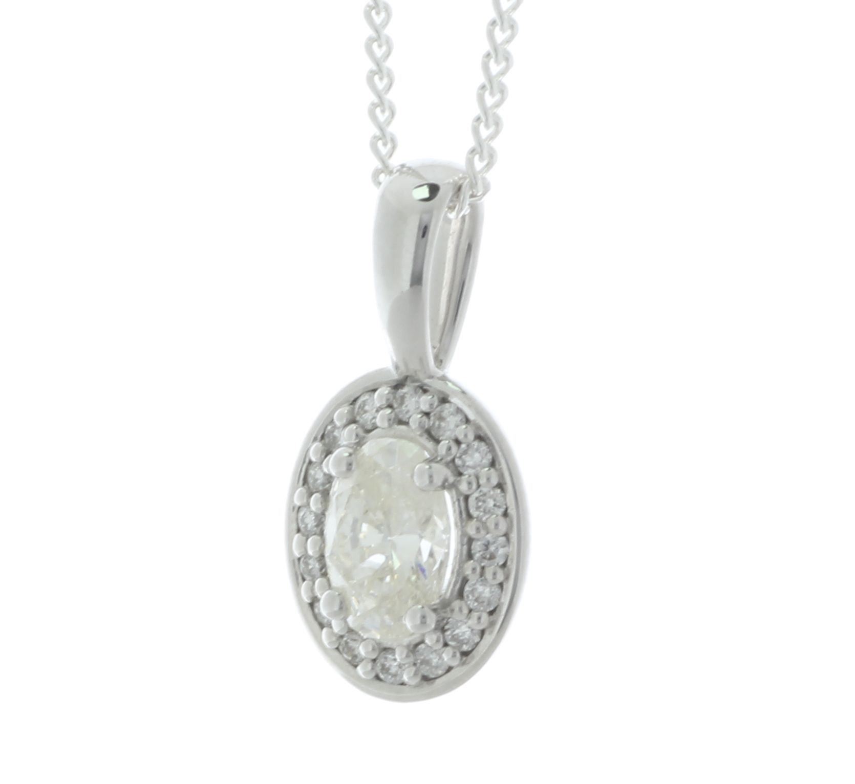 18ct White Gold Single Stone With Halo Setting Pendant (0.42) 0.51 Carats - Valued By IDI £6,385. - Image 2 of 3