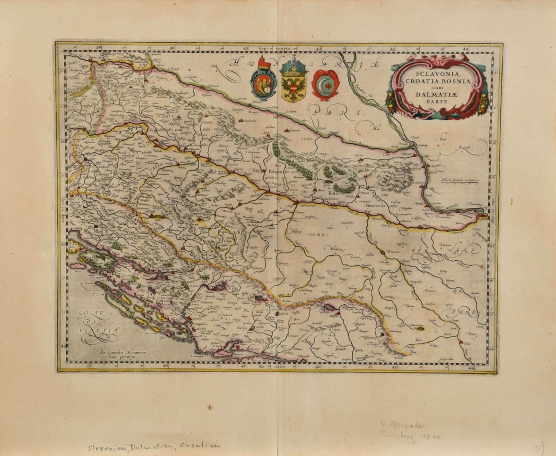 Landkarte "Sclavonia, Croatia, Bosnia"