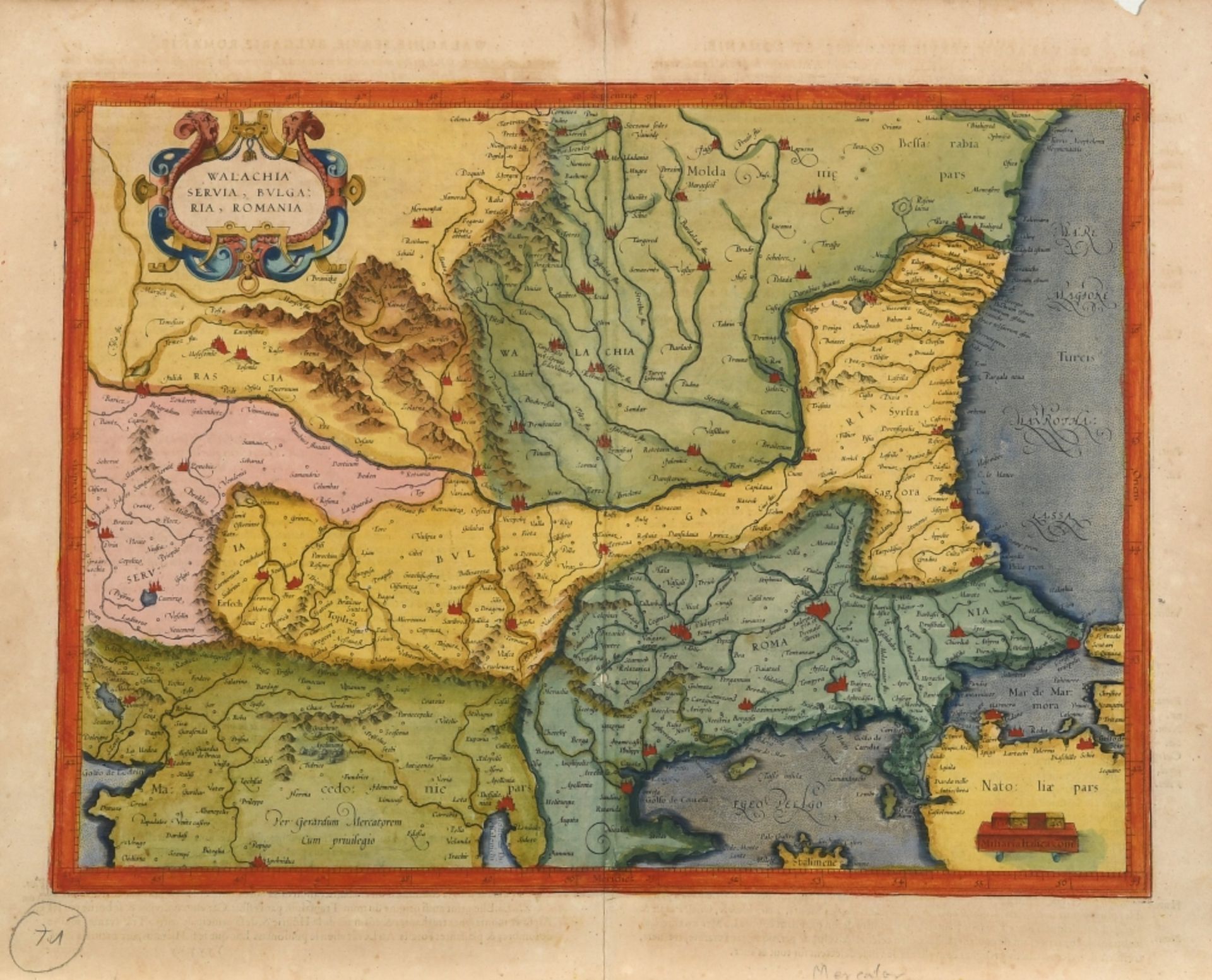 Landkarte "Walachia, Servia, Bulgaria, Romania"