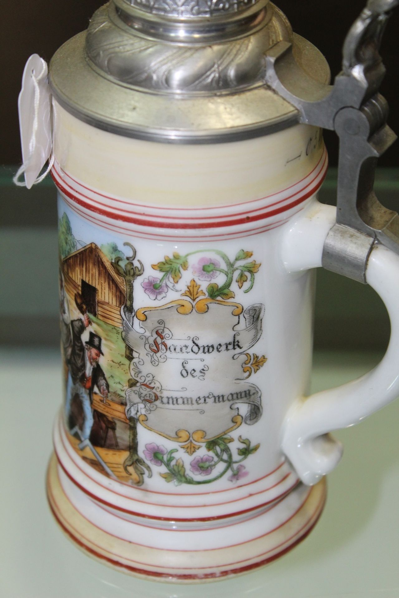 Bierkrug mit Zinndeckel - Zunftkrug der Zimmermänner - Image 2 of 6