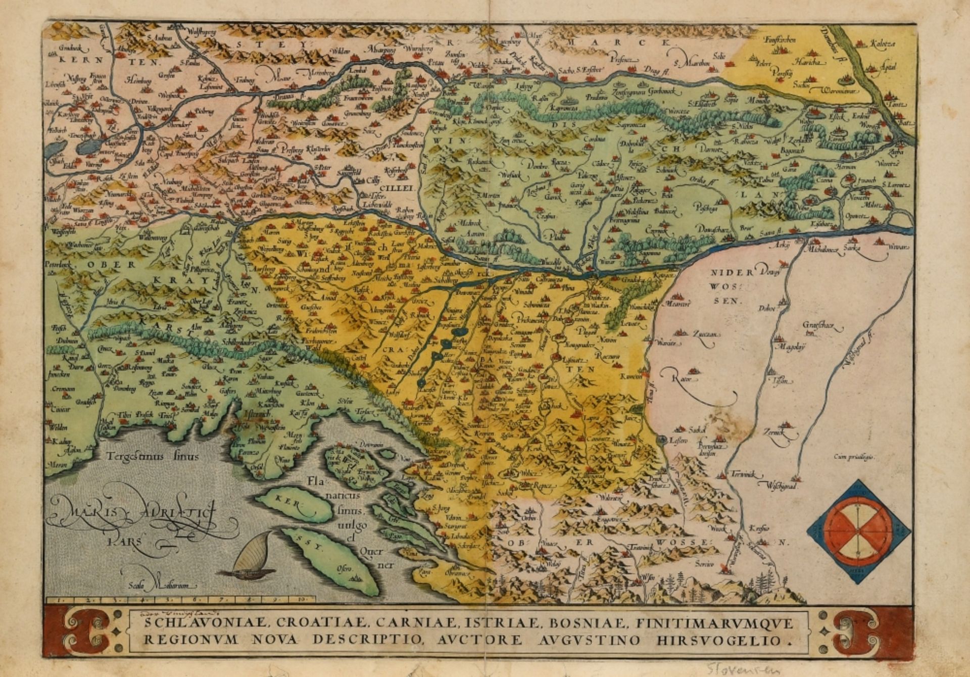 Landkarte "Schlavoniae, Croatiae, Carniae, Istriae, Bosniae, Finitimarumque..."