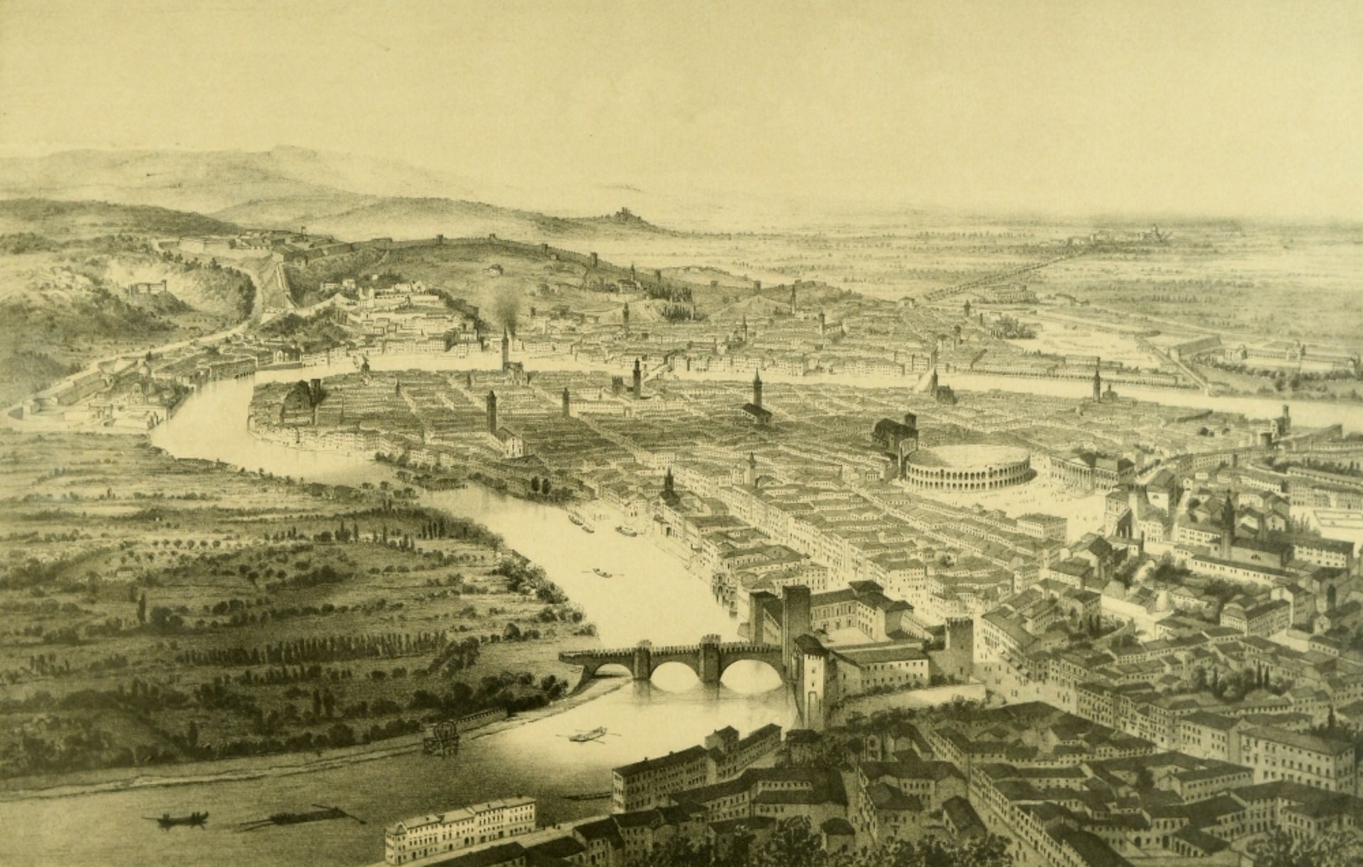 Verona (Vérone), Ansicht aus der Vogelschau - Image 2 of 2