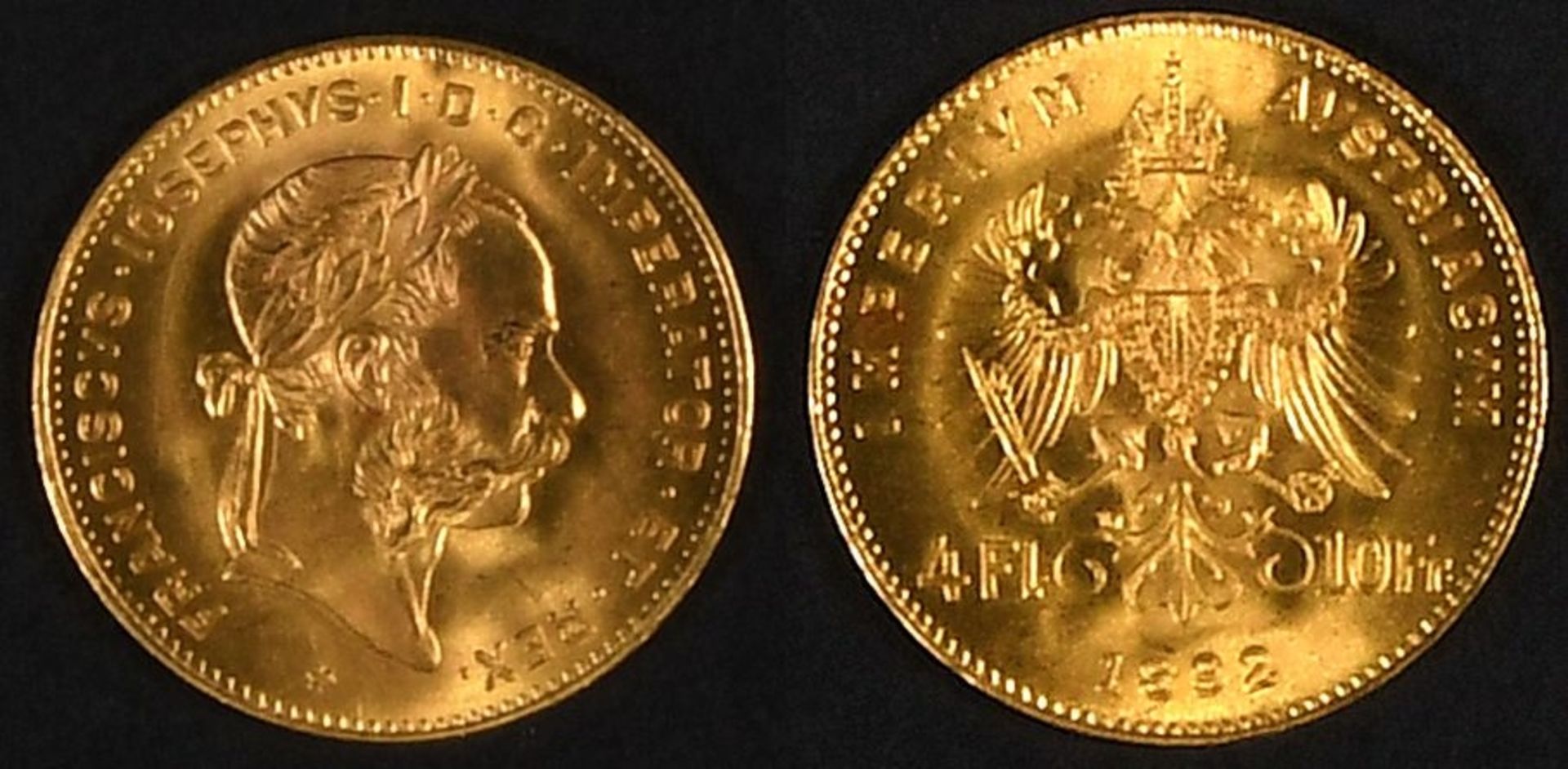 Goldmünze - 4 Florin/10 Franken, Österreich 1892