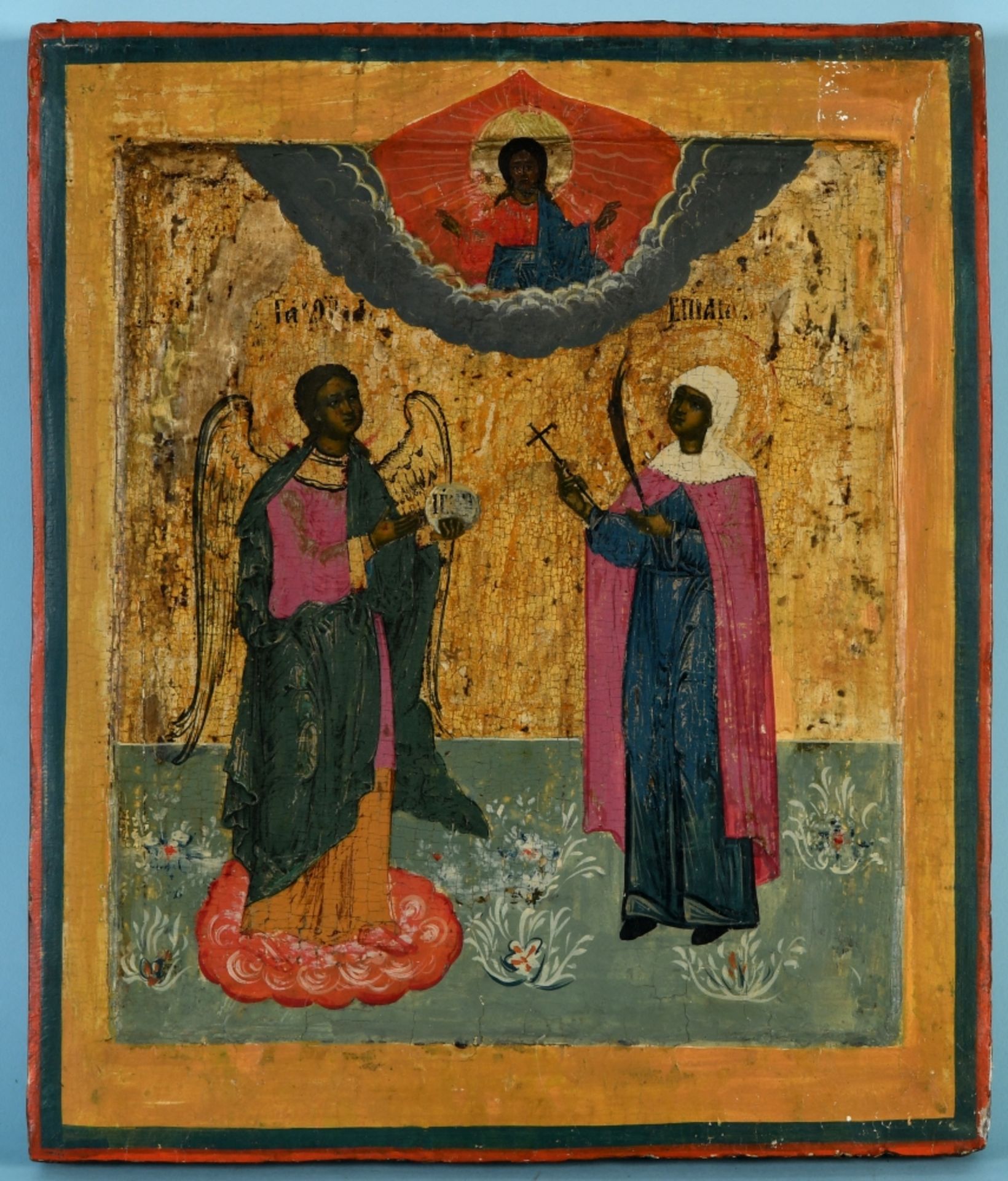 Ikone "Engel mit Heiliger und Gottvater"