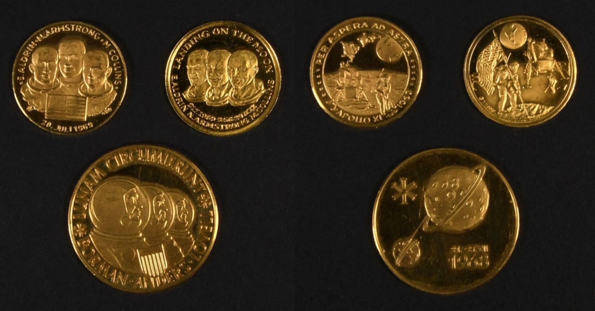 Goldmedaillen, 3 Stück - Mondumrundung und Mondlandung, 1968/69