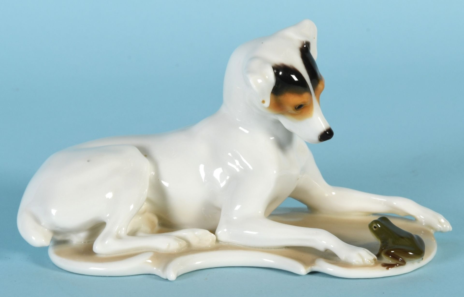 Figur - Foxterrier mit Frosch "Nymphenburg"