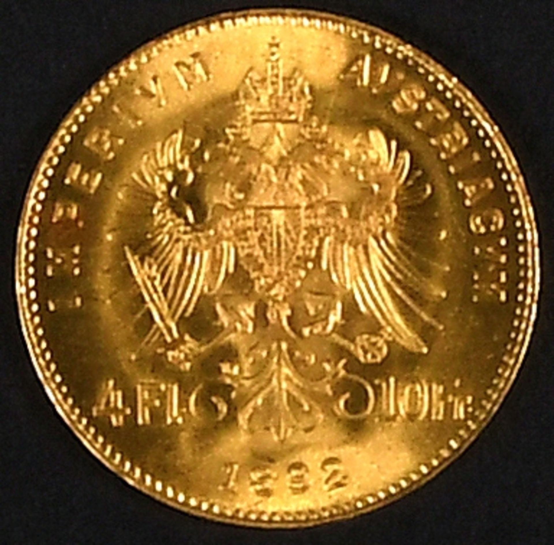 Goldmünze - 4 Florin/10 Franken, Österreich 1892 - Bild 3 aus 3