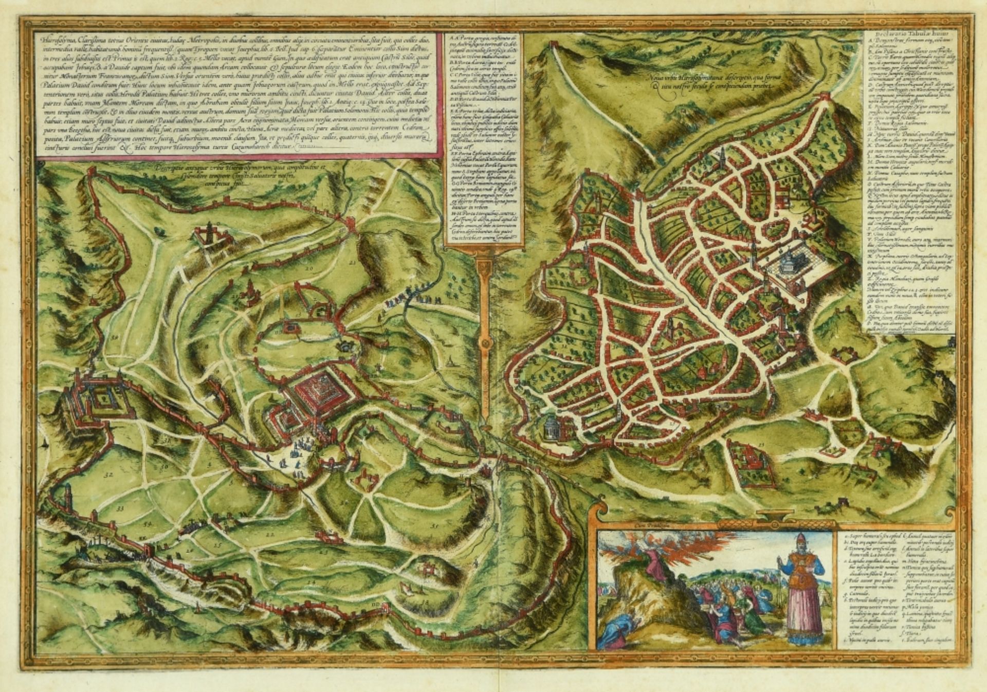 Landkarte "Hierosolyma, Clarißima totius Orientis...(Jerusalem)" - Image 2 of 2