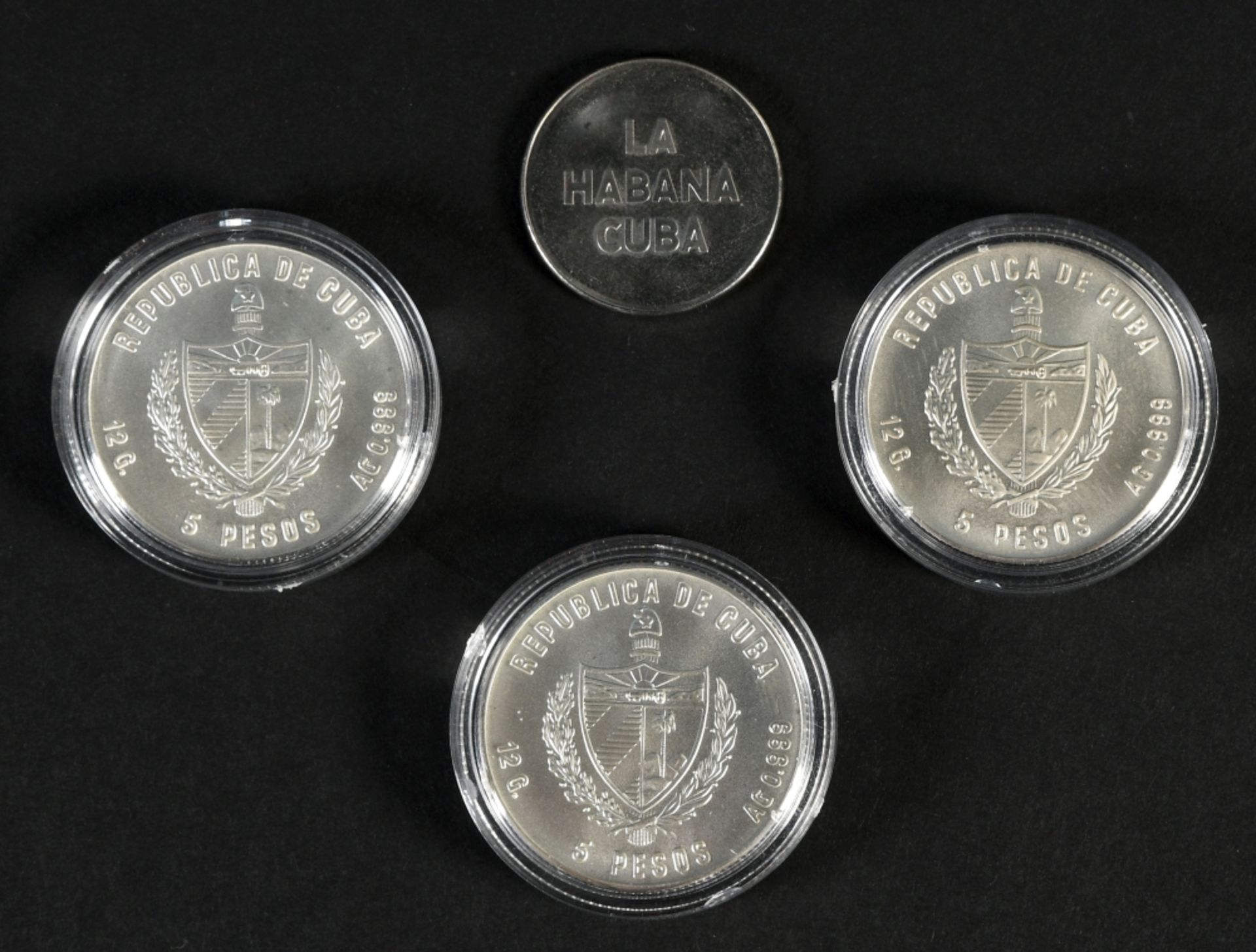 Münzen, 3 Stück - Silbermünzen "5 Pesos, Cuba 1981" - Image 3 of 3