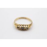 18ct gold old cut diamond & sapphire five stone ring - Chester hallmark (2.4g) size O