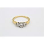 18ct gold vintage diamond trilogy ring (2.8g) size J