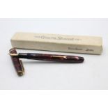 Vintage CONWAY STEWART 12 Burgundy FOUNTAIN PEN w/ 14ct Gold Nib WRITING Boxed