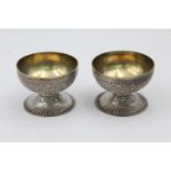 2 x Antique / Vintage .950 SILVER Middle Eastern Salt / Condiment Dishes (124g)