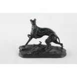 Antique Patinated Spelter grey hound Haire After J. Moignieu Ornament