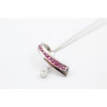 9ct white gold ruby & diamond pendant necklace (2.5g)