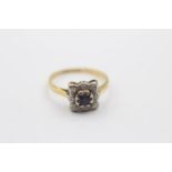 18ct gold & platinum diamond & sapphire dress ring (2.3g) size J