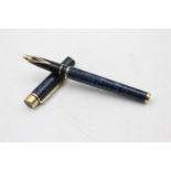 Vintage SHEAFFER Targa Navy Lacquer FOUNTAIN PEN w/ 14ct Gold Nib WRITING