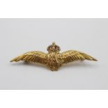 9ct gold antique raf brooch with enamel detail (2.5g)