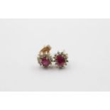 9ct gold ruby & diamond stud earrings (1.1g)