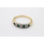 18ct gold vintage emerald & diamond dress ring (4.3g) size P