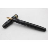 Vintage CONWAY STEWART 58 Navy FOUNTAIN PEN w/ 14ct Gold Nib WRITING