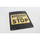 Vintage 'Request Bus Stop' Enamel Sign