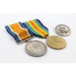 WW1 Medal Pair w/ S.W Badge Inc Pair To 207742 GNR F.W Tayler R.A Etc