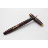 Vintage CONWAY STEWART 12 Burgundy FOUNTAIN PEN w/ 14ct Gold Nib WRITING