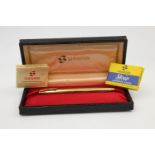 Vintage SHEAFFER Gold Plated FOUNTAIN PEN w/ 14ct Gold Nib WRITING Original Box